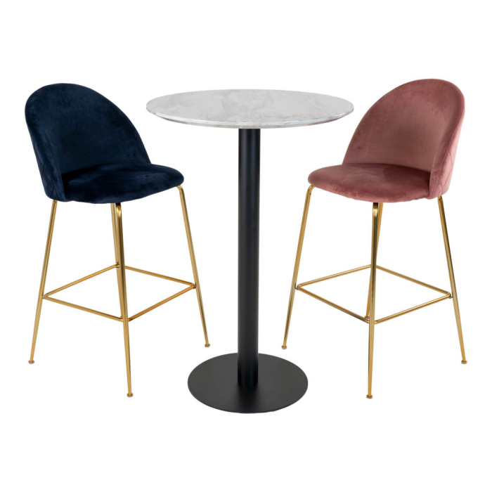 House Nordic Bolzano Masă de bar, blat efect marmură, picior negru 70x105 cm [6]