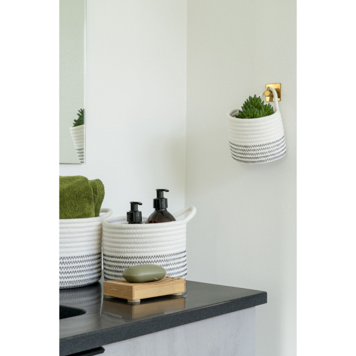 House Nordic Coșuri Algar, bumbac, alb/gri, 3 bucăți [6]