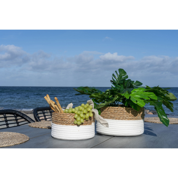 House Nordic Coșuri Tanta, bumbac/cane, alb/natural, 2 buc [3]