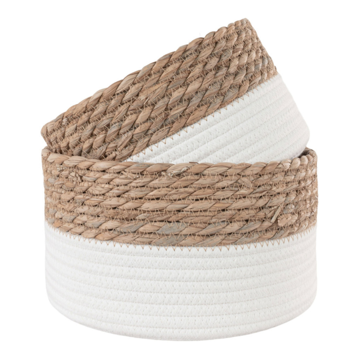 House Nordic Coșuri Tanta, bumbac/cane, alb/natural, 2 buc [4]