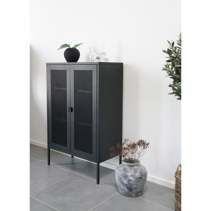 House Nordic Dulap Melbourne, metal negru, 2 uși cu plasă, 80x40x120 cm [2]