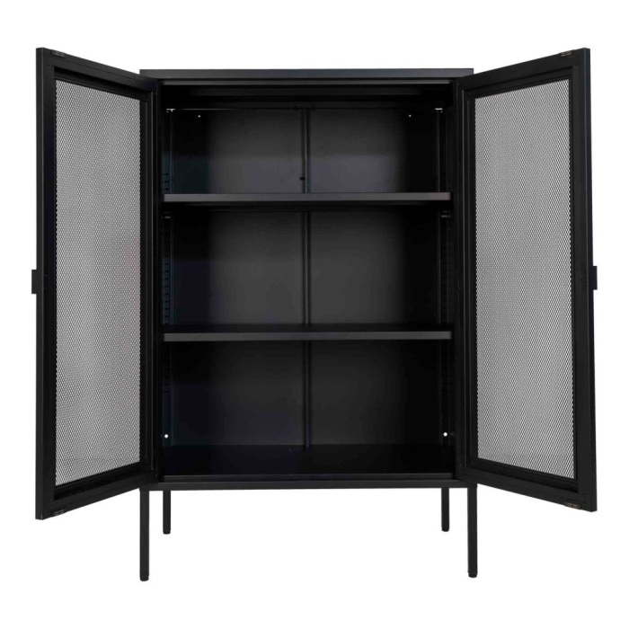 House Nordic Dulap Melbourne, metal negru, 2 uși cu plasă, 80x40x120 cm [4]
