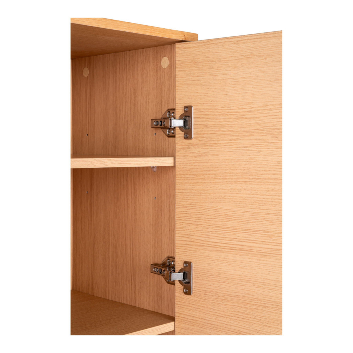 House Nordic Dulap raft Kyoto, 2 uși, furnir de stejar, finisaj natural, picioare din metal negru 80x40x130 cm [5]