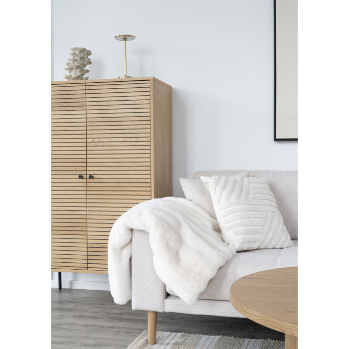 House Nordic Dulap raft Kyoto, 2 uși, furnir de stejar, finisaj natural, picioare din metal negru 80x40x130 cm [7]