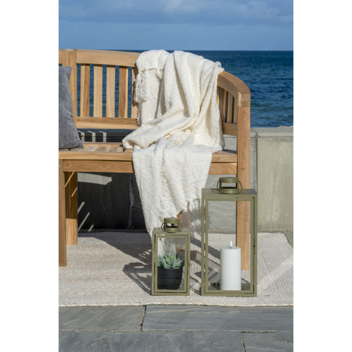 House Nordic Felinare decorative Corfu, metal/vidră, verde, set de 2 [2]