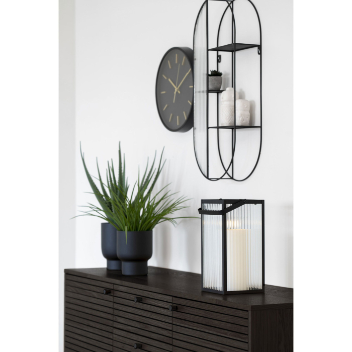 House Nordic Kyoto sideboard cu 3 sertare, 2 usi, furnir de stejar, fumuriu, picioare din metal negru, 150x40x74 cm [8]
