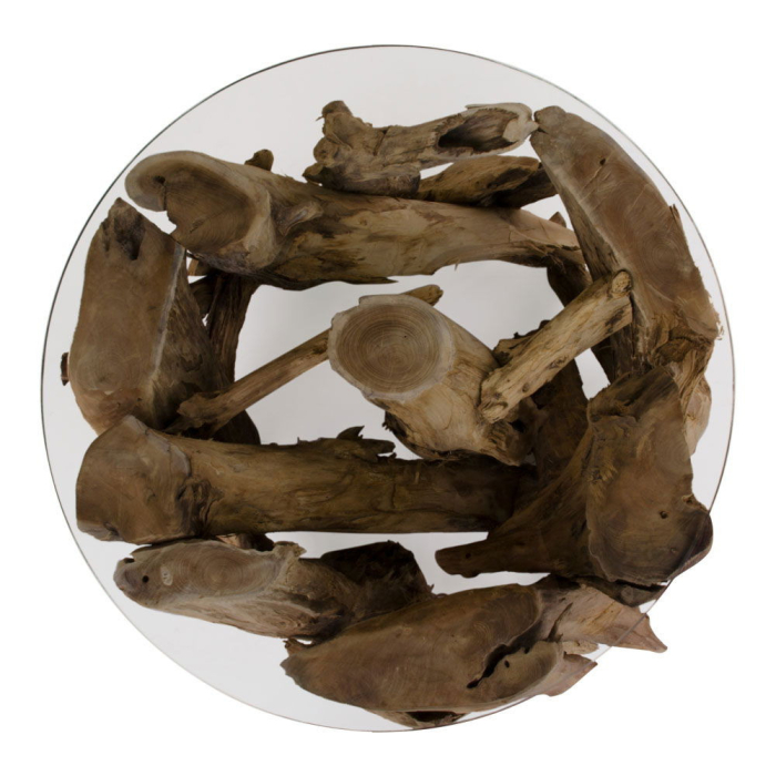 House Nordic Masă de cafea Grand Canyon cu sticlă, picioare naturale, Ø60x40 cm [4]