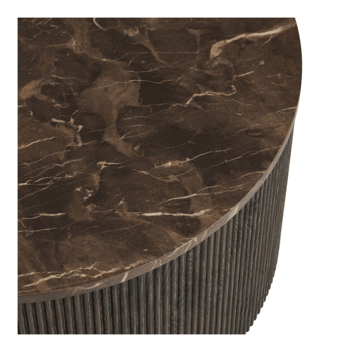 House Nordic Masă de cafea Rota efect marmură, maro închis, ø80x40 cm [3]