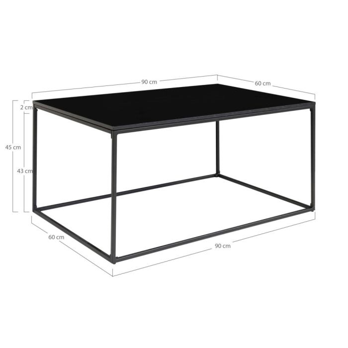 House Nordic Masă de cafea Vita negru cu cadru negru 60x90x45 cm [7]