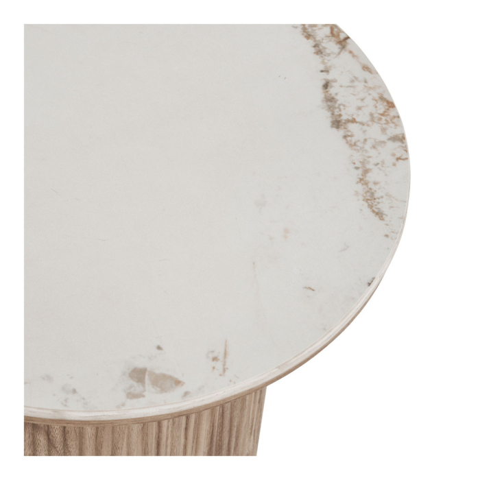 House Nordic Măsuță de cafea Athens cu blat ceramic, alb/maro închis, ø45x50 cm [4]