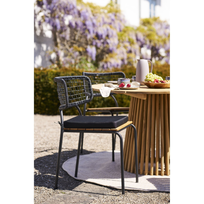 House Nordic Nashville scaun de luat masa, tec, frânghie neagră, negru [10]