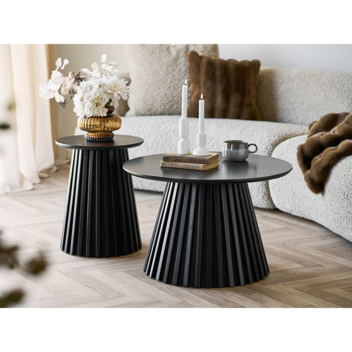 House Nordic Osaka Masă laterală din furnir de stejar, negru, ø40x50 cm [5]