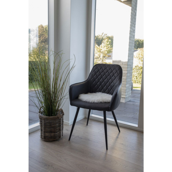 House Nordic Pernă de scaun din piele artificială de miel, alb, 35 cm [2]