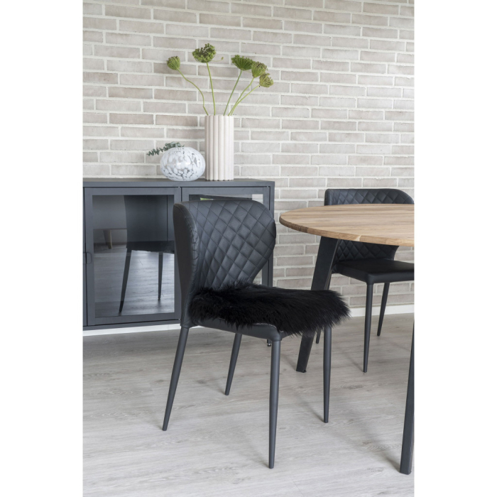 House Nordic Pernă de scaun din piele artificială de miel, negru, 40x40 cm [2]