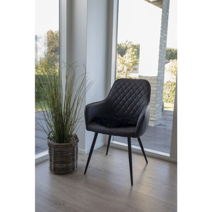 House Nordic Pernă de scaun din piele de oaie, neagră, 35 cm [2]