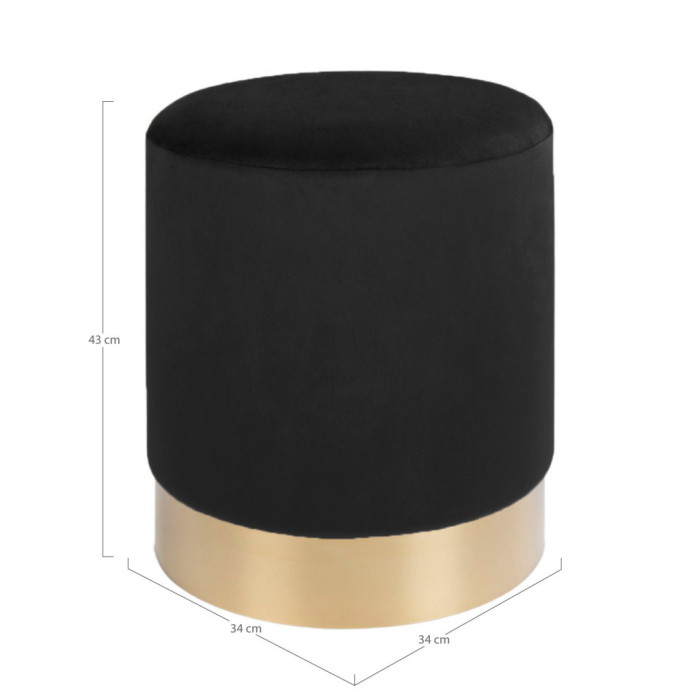 House Nordic Pouf din catifea Gamby cu bază din cupru negru [3]