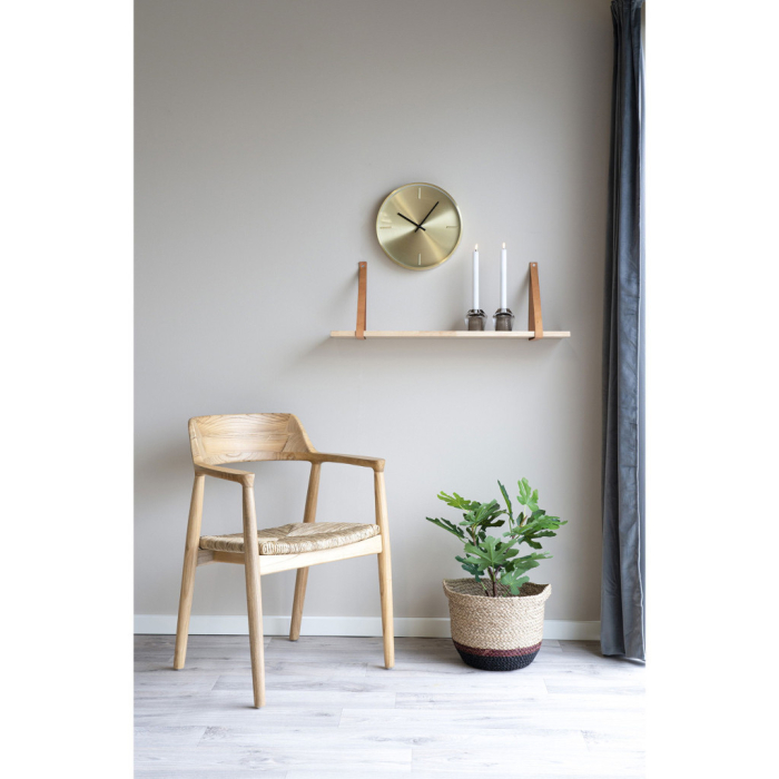 House Nordic Raft de perete Forno, raft din lemn natural, curele din piele maro 80x20 cm [3]