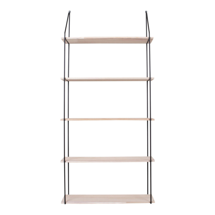 House Nordic Raft Eindhoven cu 5 rafturi din lemn natural, cadru negru 65x17x145 cm [3]