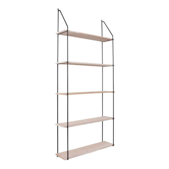 House Nordic Raft Eindhoven cu 5 rafturi din lemn natural, cadru negru 65x17x145 cm [4]