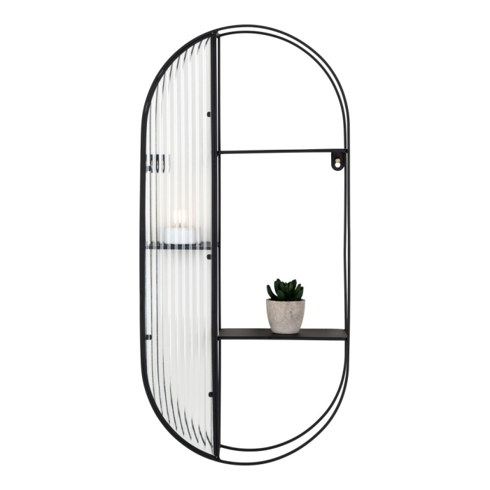 House Nordic Raft Newcastle, oțel-glass, negru, 3 rafturi 32x11x68 cm [3]