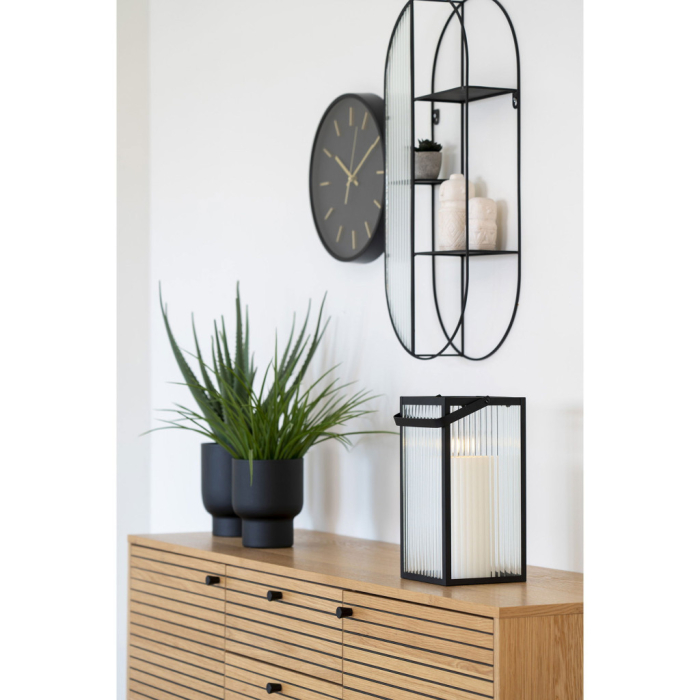 House Nordic Raft Newcastle, oțel-glass, negru, 3 rafturi 32x11x68 cm [6]