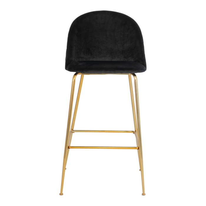 House Nordic Scaun de bar Lausanne, catifea, negru, picioare cu efect de cupru [2]