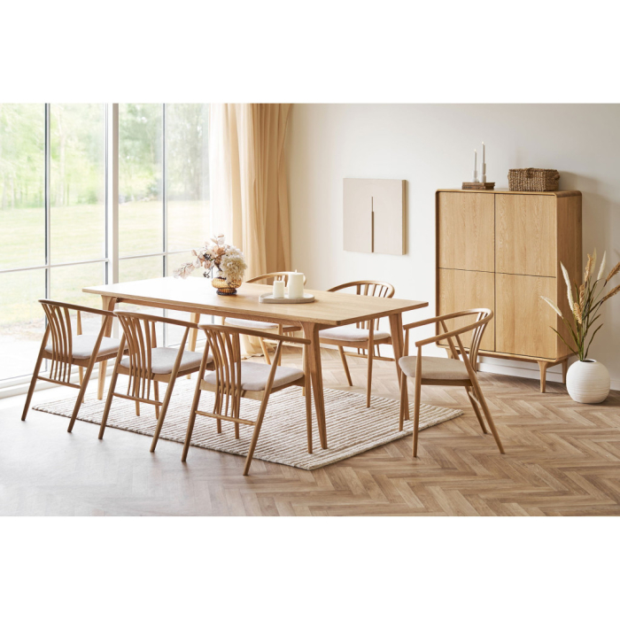 House Nordic Scaun de dining Agustin, stejar cu scaun din tesatura, natural/nisip [6]