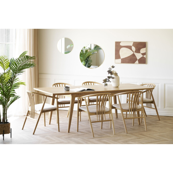 House Nordic Scaun de dining Agustin, stejar cu scaun din tesatura, natural/nisip [10]