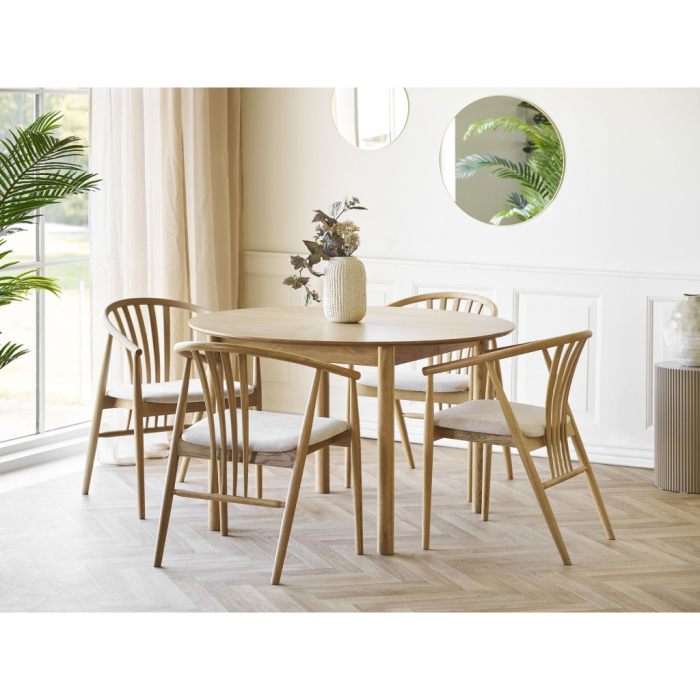 House Nordic Scaun de dining Agustin, stejar cu scaun din tesatura, natural/nisip [8]