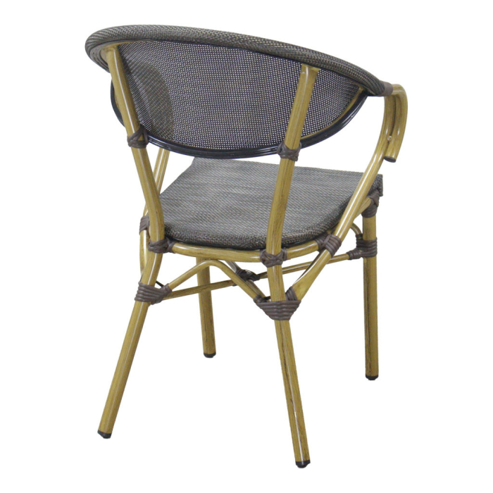 House Nordic Scaun de dining Calda, aluminiu, textilenă, maro închis, efect bambus [3]