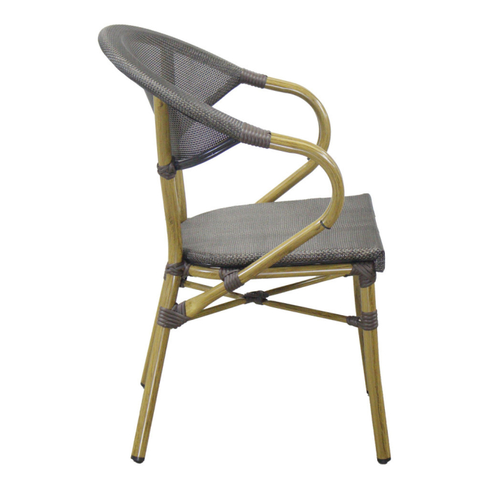 House Nordic Scaun de dining Calda, aluminiu, textilenă, maro închis, efect bambus [2]