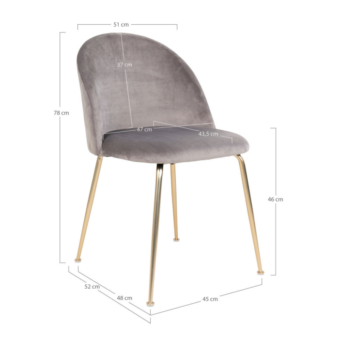 House Nordic Scaun de sufragerie Geneve gri-brass [6]