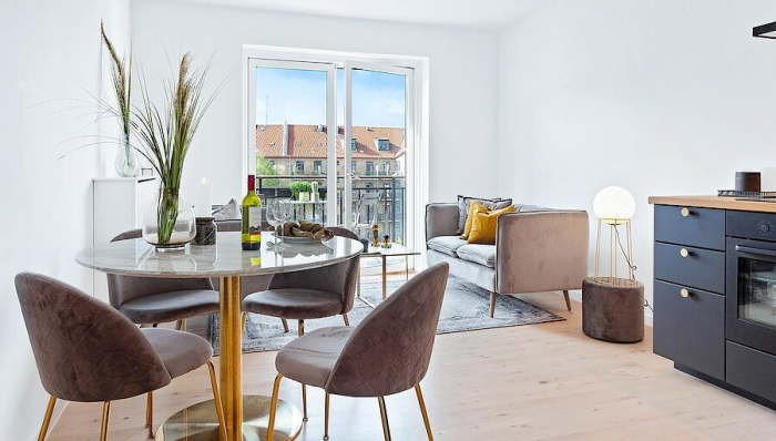 House Nordic Scaun de sufragerie Geneve gri-brass [2]