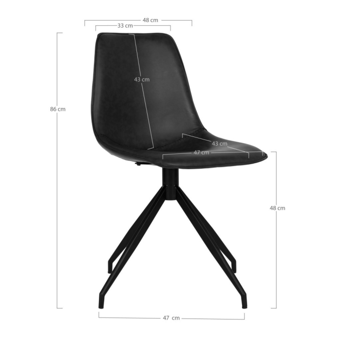 House Nordic Scaun de sufragerie rotativ Monaco din piele ecoblack [6]