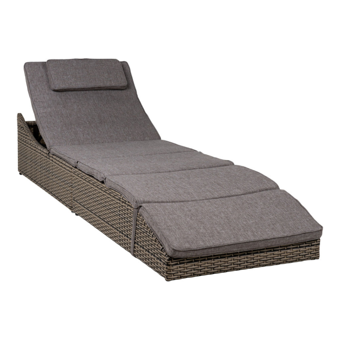 House Nordic Șezlong Split, polyrattan, gri kubu, cu pernă [5]