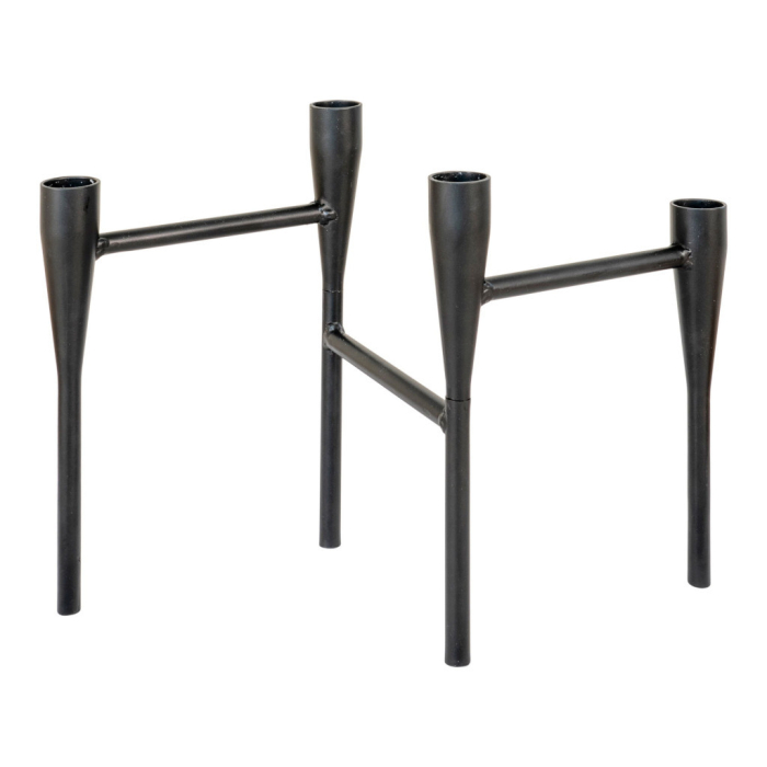 House Nordic Suport lumânare, metal, negru, 15x28x21 cm [3]