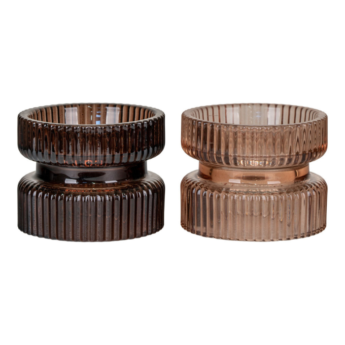 House Nordic Suport lumânare, sticlă, chihlimbar/maro, ø9x7 cm, 2 bucăți [4]