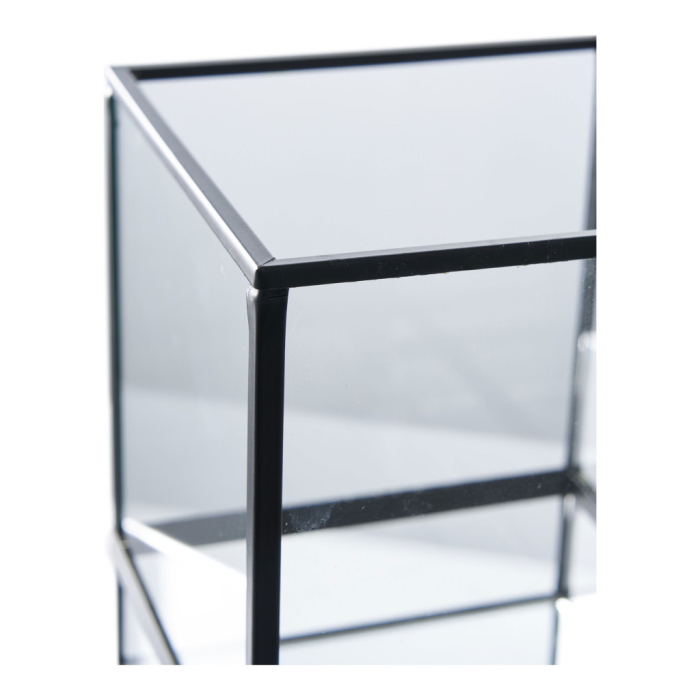 House Nordic Suport lumânare uragan, negru, metal / sticlă 12x15 cm. [4]