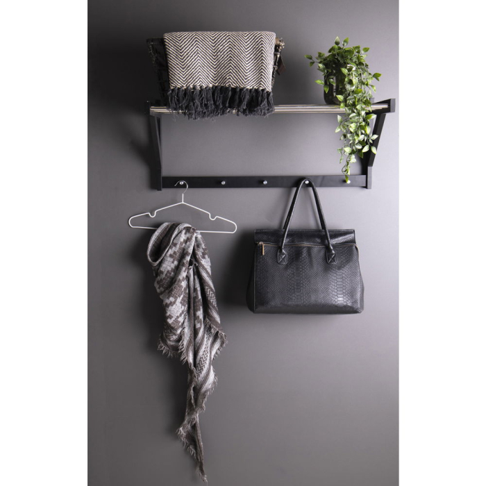 House Nordic Suport pălării Padova, lemn negru, oțel negru 78x32 cm [4]