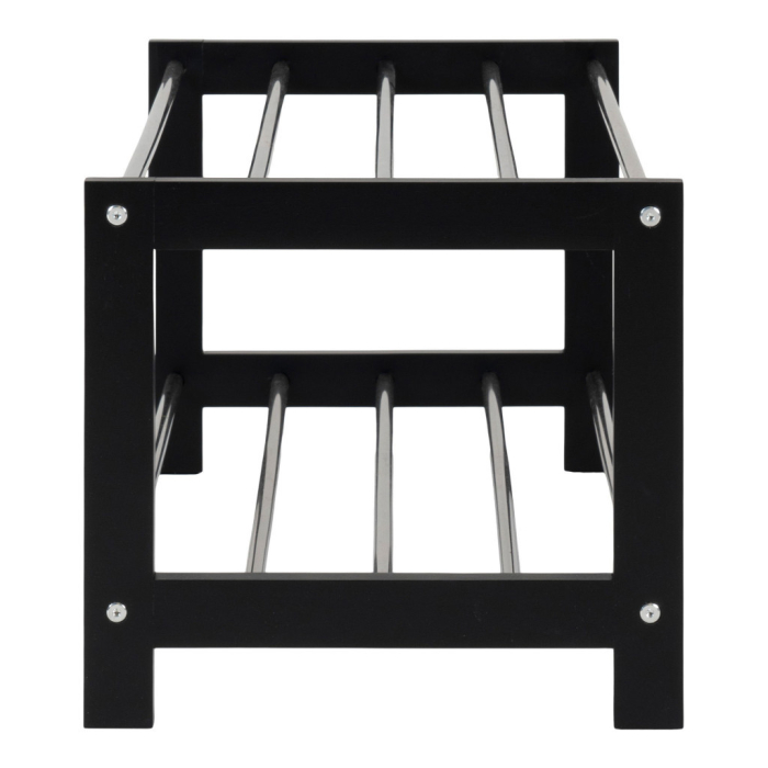 House Nordic Suport pantofi Padova lemn negru, 2 rafturi din oțel 78x34 cm [4]