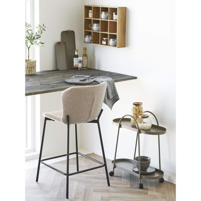 House Nordic Taburet de bar Maceda, cataramă, bej, negru [6]