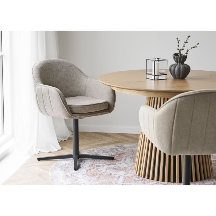 House Nordic Tamera scaun de dining cu rotire, gri deschis, negru [6]