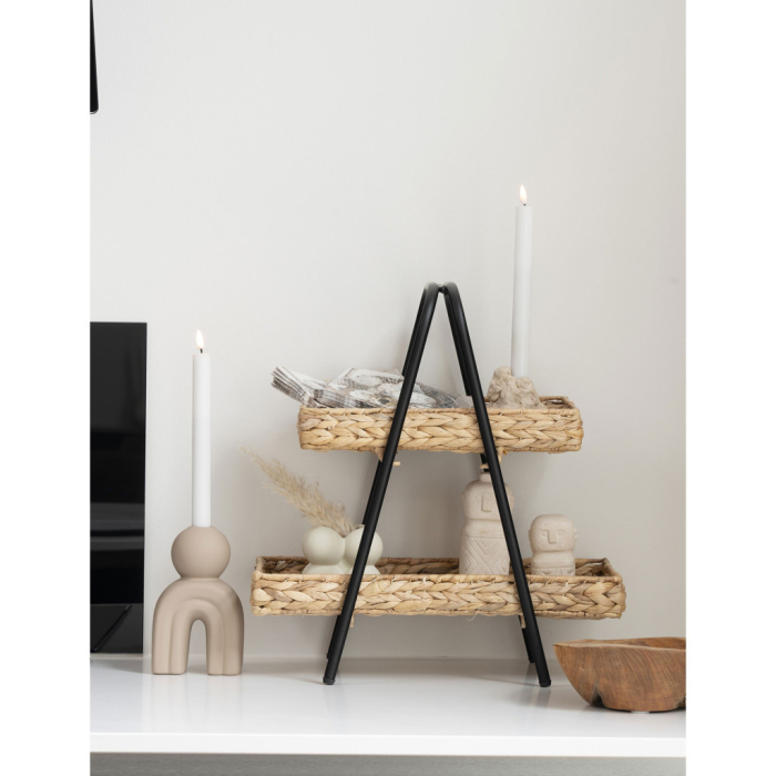 House Nordic Tava Alfaro din răchită cu picioare din metal negru, hiacint de apă, 42x23x43,5 cm [2]