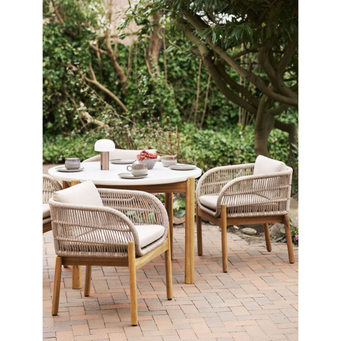 House Nordic Terracina scaun de luat masa, acacia, bej, cu perna [9]