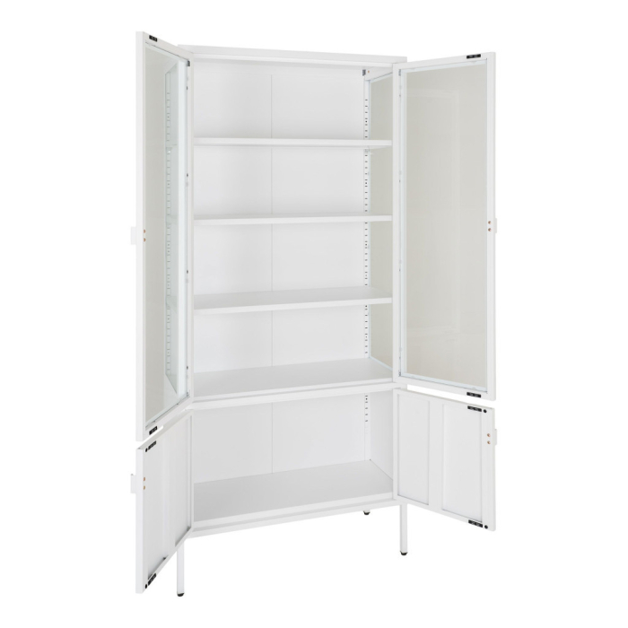 House Nordic Vitrină Brisbane, 4 uși din sticlă, oțel, alb 80x35x180 cm [5]