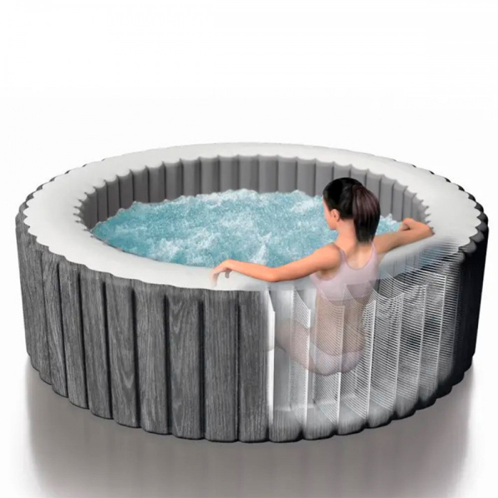 Intex Cadă cu hidromasaj gonflabilă PureSpa din lemn gri [3]