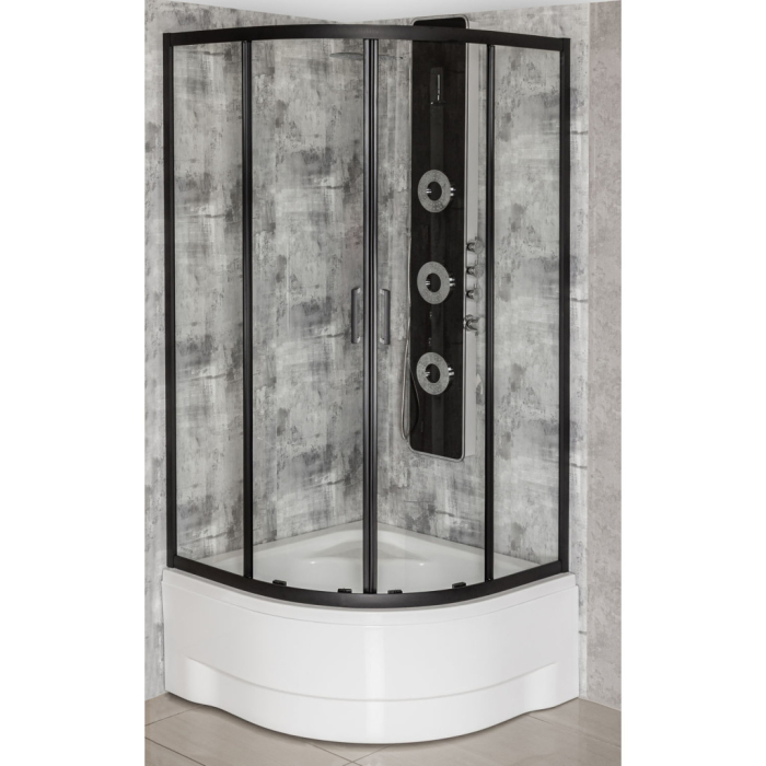 Kerra Aruba 80 GL cabină de duș curbată neagră cu tavă adâncă [2]