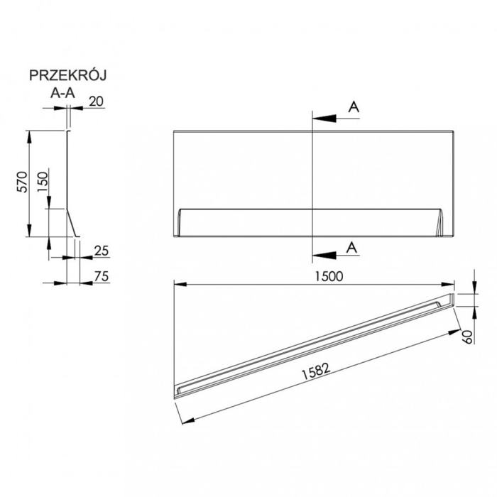 Kerra Barbade 150 Panou frontal lung pentru cadă asimetrică stânga [2]