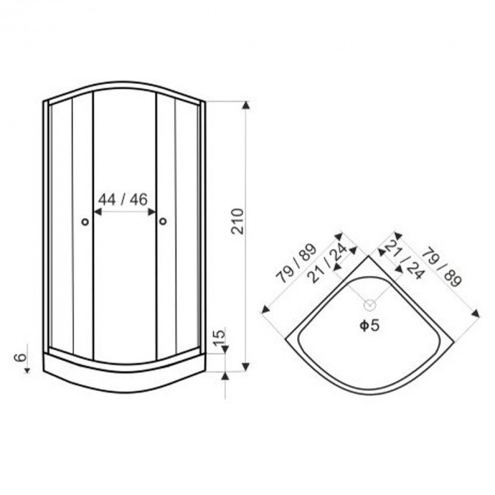 Kerra Cabină de duș clasică neagră 80x80 cm cu cădiță de duș [5]