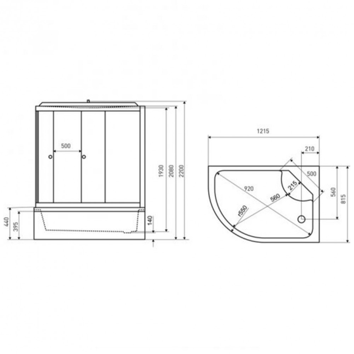 Kerra Cabină de duș cu hidromasaj asimetrică Jukon 80x120 cm, dreapta [2]